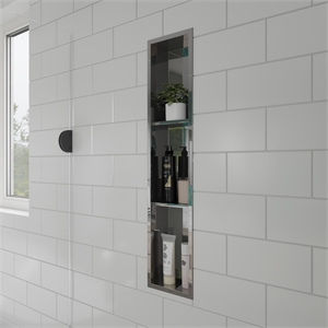 ALFI brand ABN0836-PSS 8 x 36 Stainless Steel Vertical  Bath Shower Niche