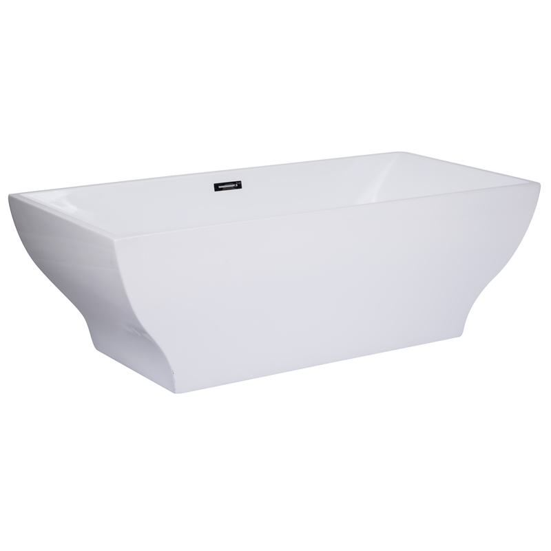 ALFI brand AB8840 67 inch White Acrylic Rectangular Free Standing Soaking Bathtub
