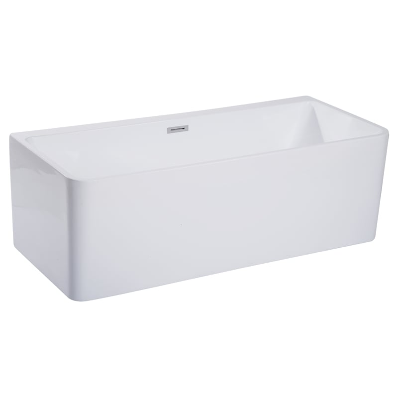 ALFI brand AB8859 67 inch White Acrylic Rectangular Free Standing Soaking Bathtub