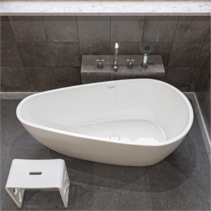 ALFI brand AB8861 59 inch White Oval Acrylic Free Standing Soaking Bathtub