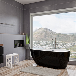 ALFI brand AB8862 59 inch Black & White Acrylic Free Standing Soaking Bathtub