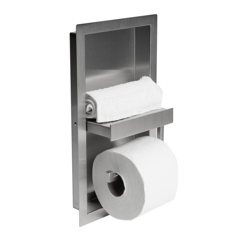 ALFI brand ABTPN88-BSS Brushed Stainless Steel Toilet Paper Holder Niche