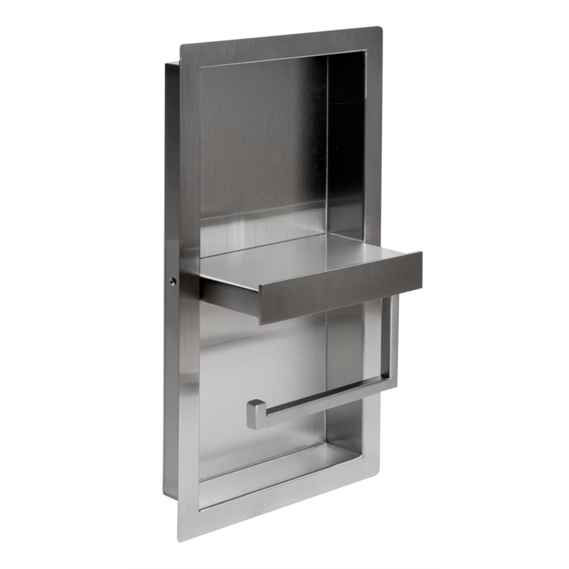 ALFI brand ABTPN88-BSS Brushed Stainless Steel Toilet Paper Holder Niche