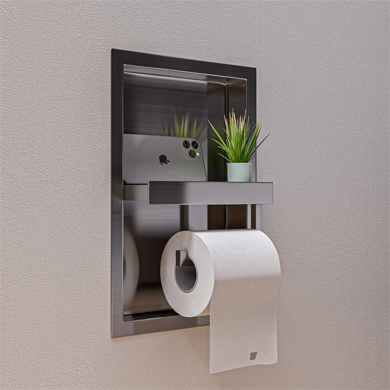 ALFI brand ABTPN88-BSS Brushed Stainless Steel Toilet Paper Holder Niche