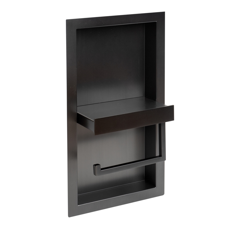 ALFI brand ABTPNP88-BB Black PVD Stainless Steel Toilet Paper Holder Niche