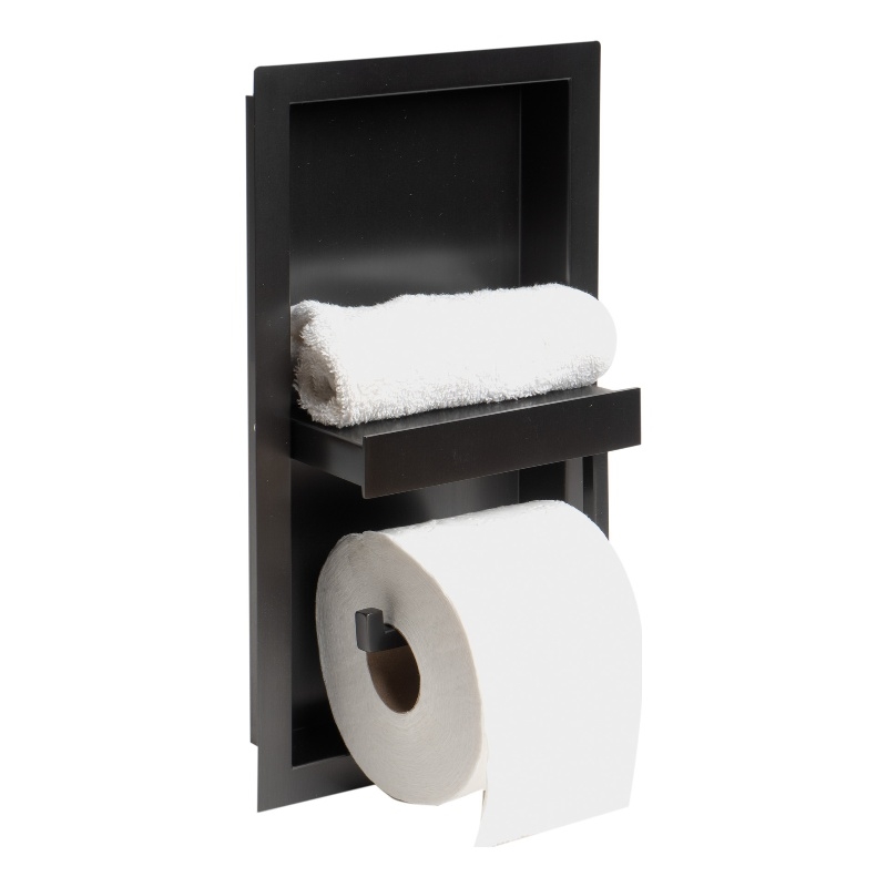 ALFI brand ABTPNP88-BB Black PVD Stainless Steel Toilet Paper Holder Niche