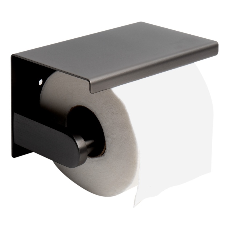 ALFI brand ABTPP66-BB Brushed Black PVD Stainless Steel Toilet Paper Holder with Shelf