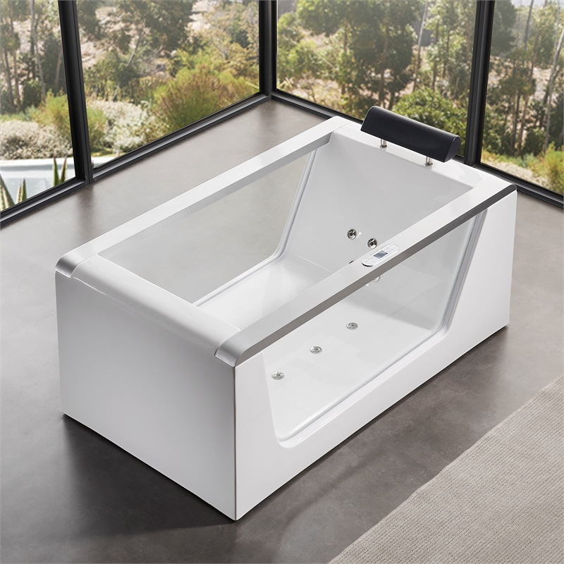 EAGO AM152ETL-5 5 ft Clear Rectangular White Acrylic Whirlpool Bathtub