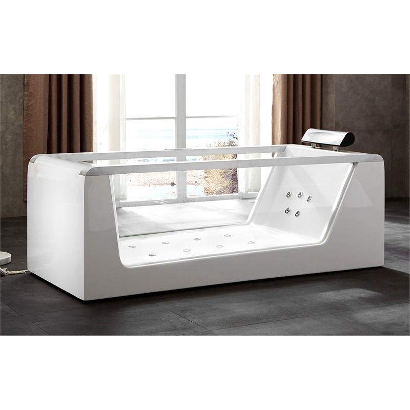 EAGO AM152ETL-6 6 ft Clear Rectangular White Acrylic Whirlpool Bathtub