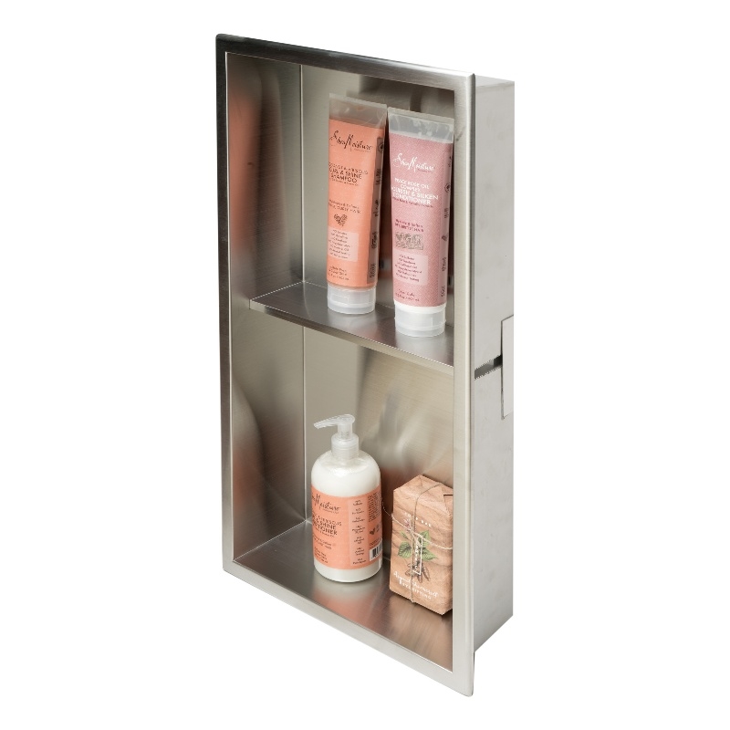 ALFI brand ABN1224-BSS 12 x 24 Stainless Steel Vertical Bath Shower Niche