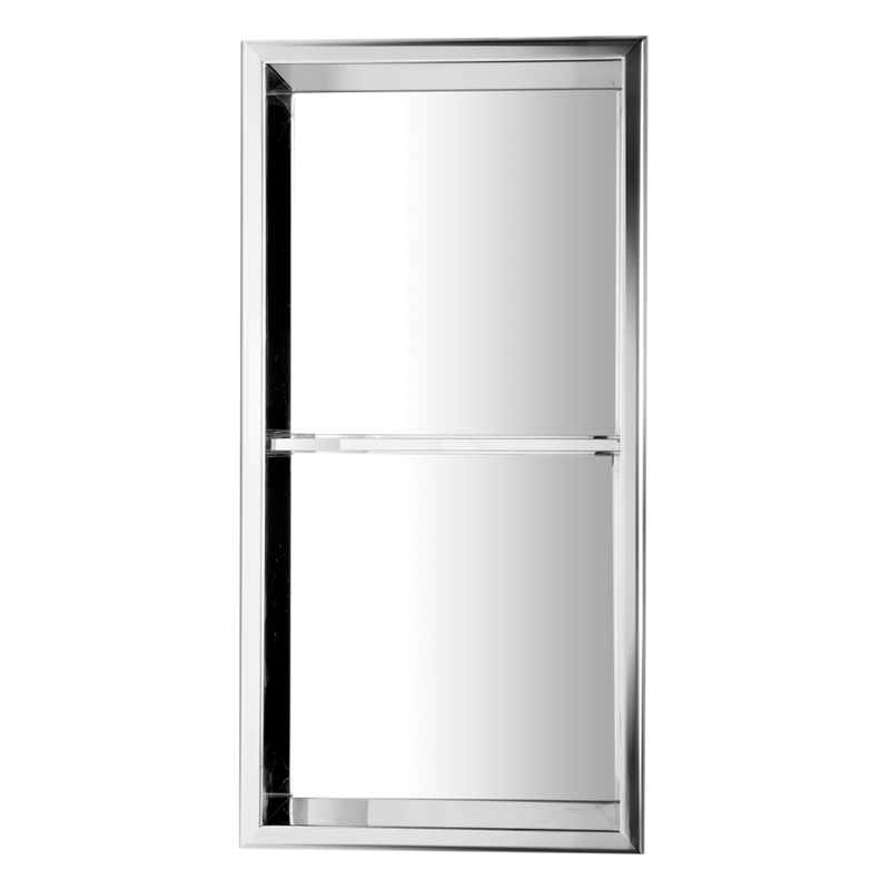 ALFI brand ABN1224-PSS 12 x 24 Stainless Steel Vertical Bath Shower Niche