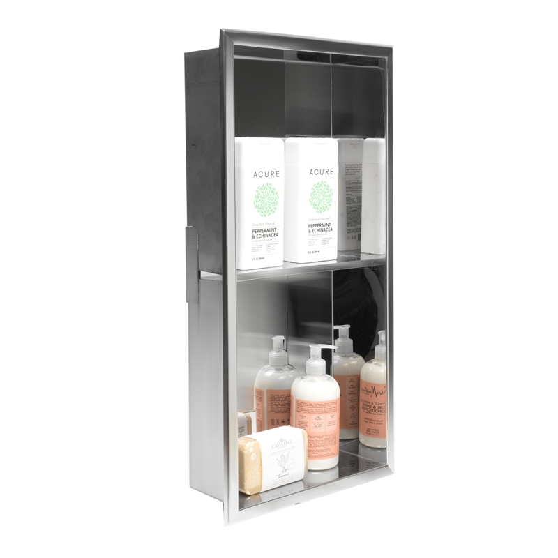 ALFI brand ABN1224-PSS 12 x 24 Stainless Steel Vertical Bath Shower Niche