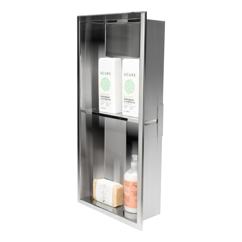 ALFI brand ABN1224-PSS 12 x 24 Stainless Steel Vertical Bath Shower Niche