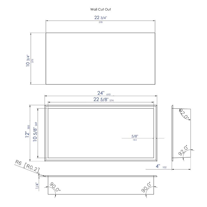 ALFI brand ABN2412-BSS 24 x 12 Stainless Steel  Bath Shower Niche