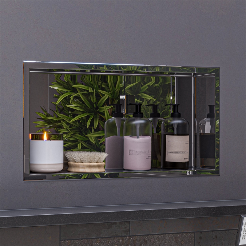 ALFI brand ABN2412-PSS 24 x 12 Stainless Steel  Bath Shower Niche