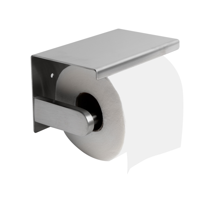 ALFI brand ABTP66-BSS Brushed Stainless Steel Toilet Paper Holder with Shelf