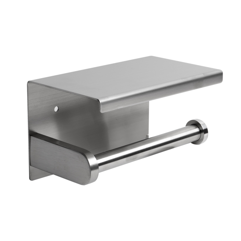ALFI brand ABTP66-BSS Brushed Stainless Steel Toilet Paper Holder with Shelf
