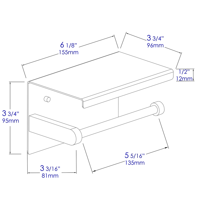 ALFI brand ABTP66-BSS Brushed Stainless Steel Toilet Paper Holder with Shelf