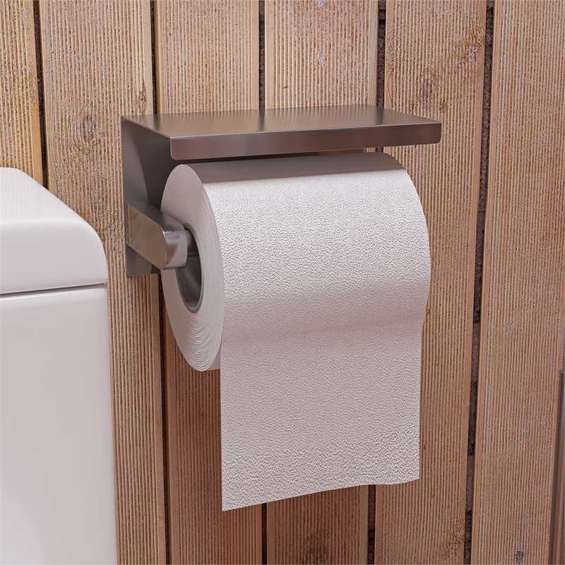 ALFI brand ABTP66-BSS Brushed Stainless Steel Toilet Paper Holder with Shelf