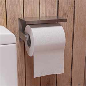 ALFI brand ABTP66-BSS Brushed Stainless Steel Toilet Paper Holder with Shelf