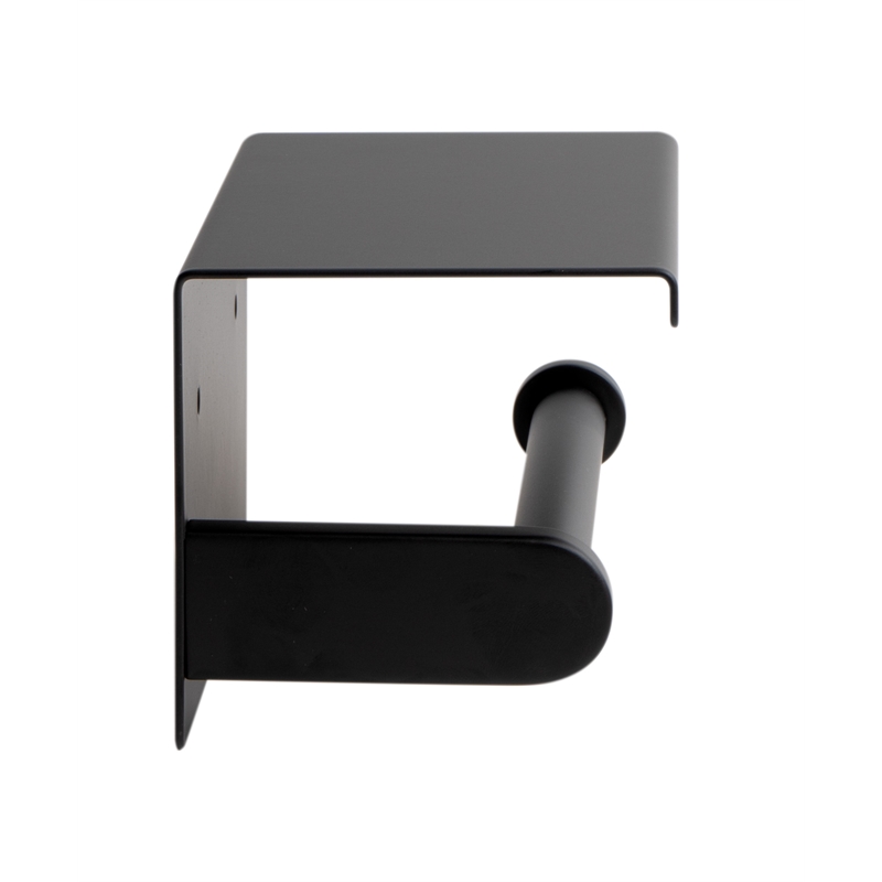 ALFI brand ABTPC66-BLA Black Matte Stainless Steel Toilet Paper Holder with Shelf