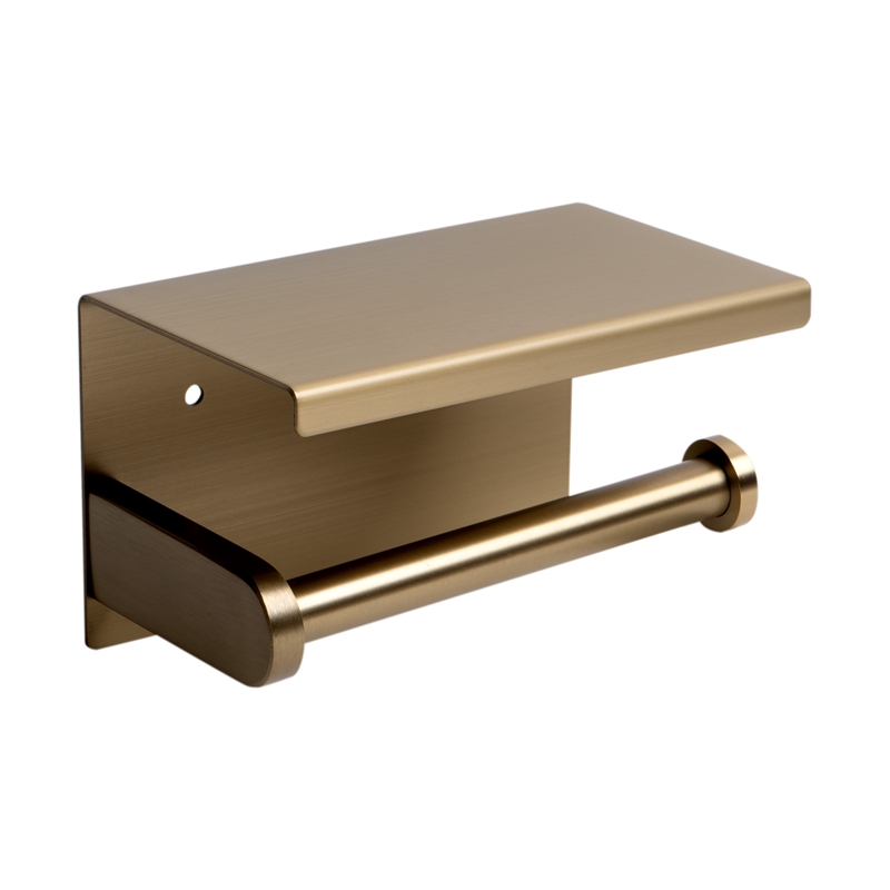 ALFI brand ABTPP66-BG Brushed Gold PVD Stainless Steel Toilet Paper Holder with Shelf