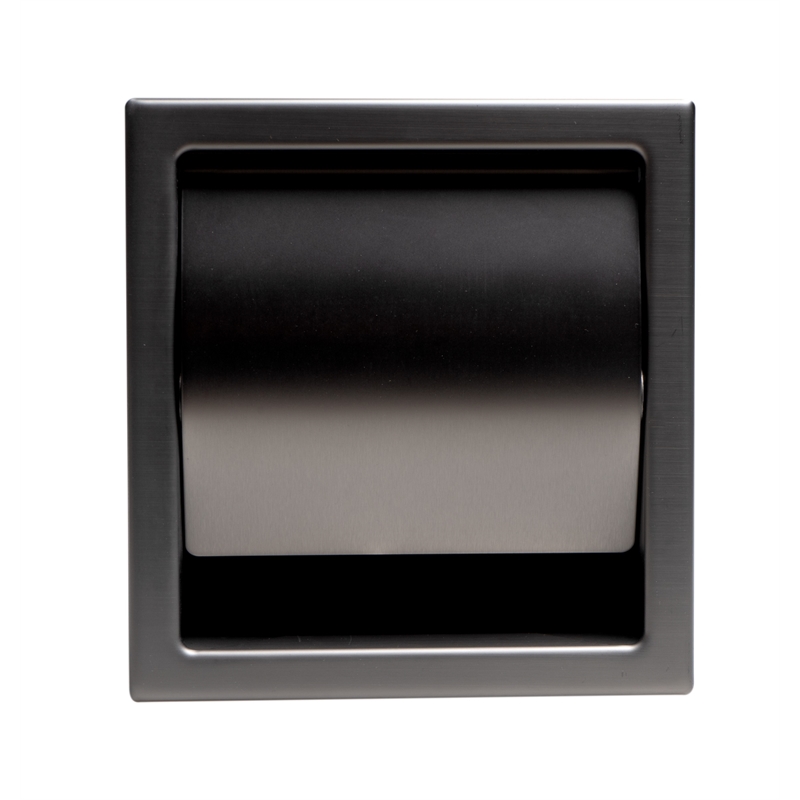 ALFI brand ABTPP77-BB PVD Brushed Black Stainless Steel Recessed Toilet Paper Holder with Cover