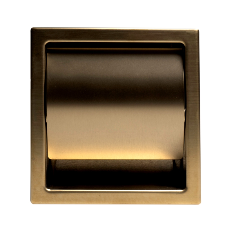 ALFI brand ABTPP77-BG PVD Brushed Gold Stainless Steel Recessed Toilet Paper Holder with Cover