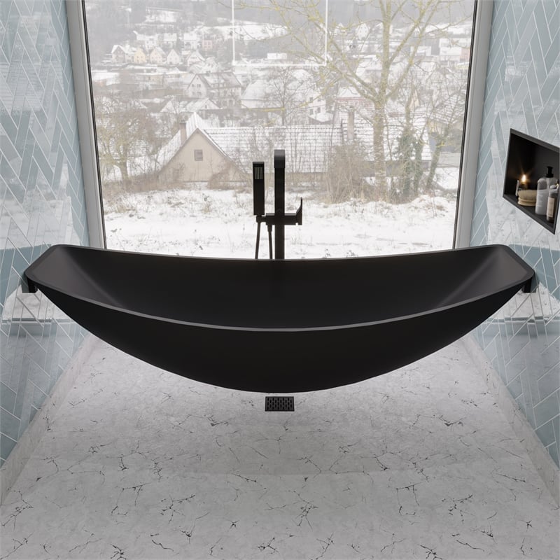 ALFI brand HammockTub1-BM Black Acrylic 79