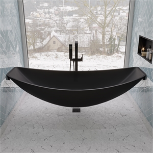 ALFI brand HammockTub1-BM Black Acrylic 79&quot Suspended Hammock Bathtub