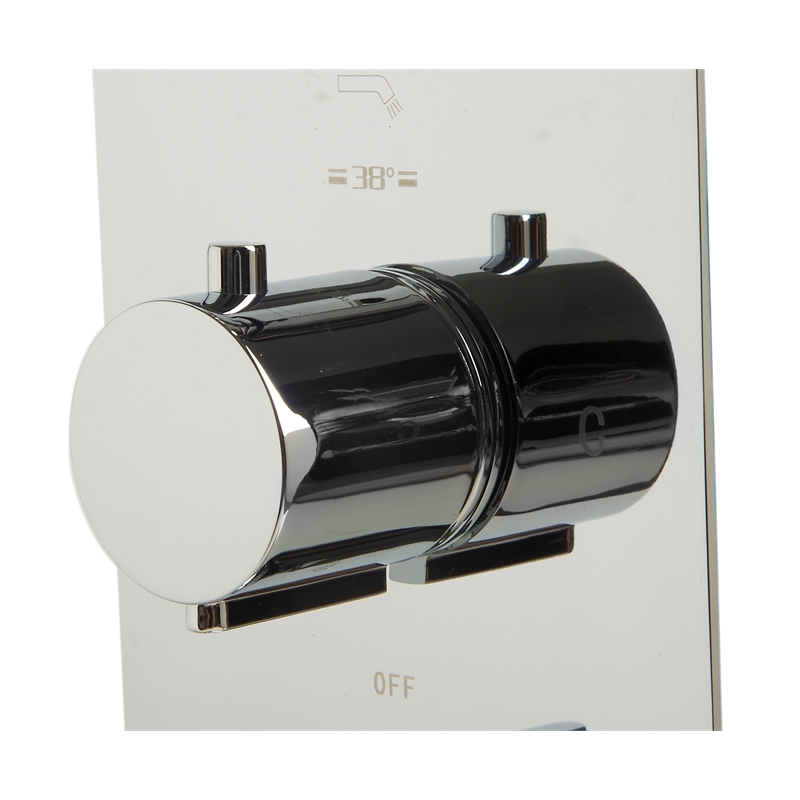 ALFI brand AB4101-PC Chrome 4-Way Thermostatic Valve Shower Mixer /w Round Knobs