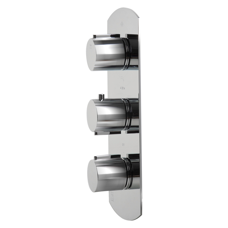 ALFI brand AB4101-PC Chrome 4-Way Thermostatic Valve Shower Mixer /w Round Knobs