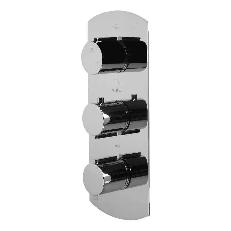 ALFI brand AB4101-PC Chrome 4-Way Thermostatic Valve Shower Mixer /w Round Knobs