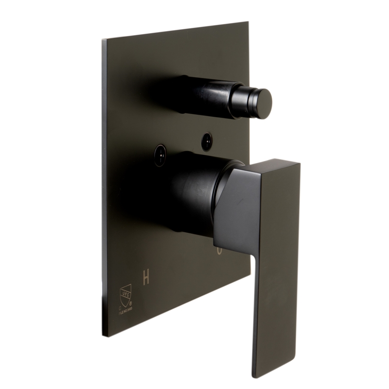 ALFI brand AB5601-BM Black Shower Valve with Square Lever Handle and Diverter