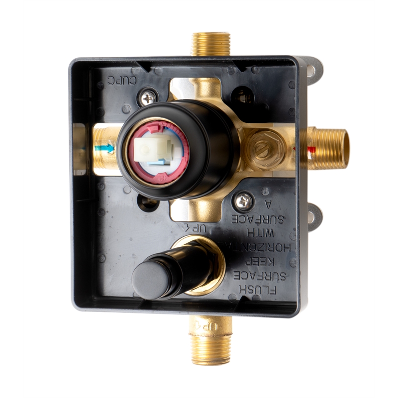 ALFI brand AB5601-BM Black Shower Valve with Square Lever Handle and Diverter