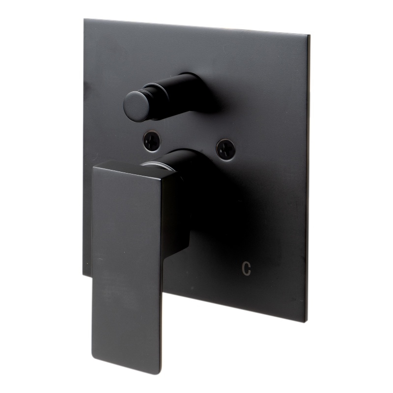 ALFI brand AB5601-BM Black Shower Valve with Square Lever Handle and Diverter
