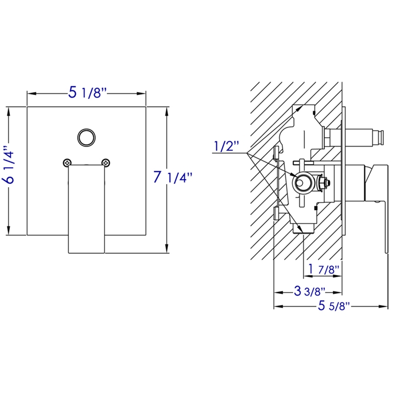 ALFI brand AB5601-BN Shower Valve Mixer with Square Lever Handle and Diverter