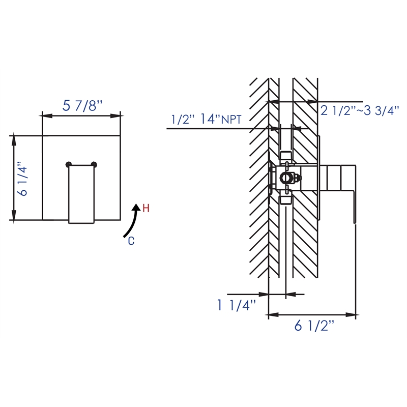 ALFI brand AB6701-PC Chrome Modern Square Pressure Balanced Shower Mixer