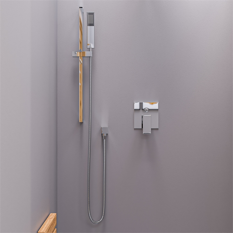 ALFI brand AB6801-PC Chrome Square Pressure Balanced Shower Mixer with Diverter