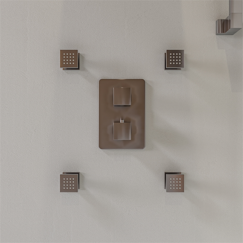 ALFI brand AB2287-BN Nickel 3 Way Thermostatic Shower Set with Body Sprays