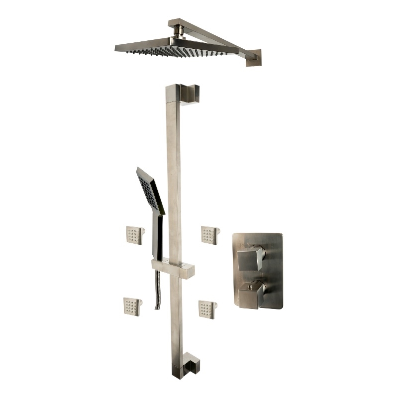 ALFI brand AB2287-BN Nickel 3 Way Thermostatic Shower Set with Body Sprays
