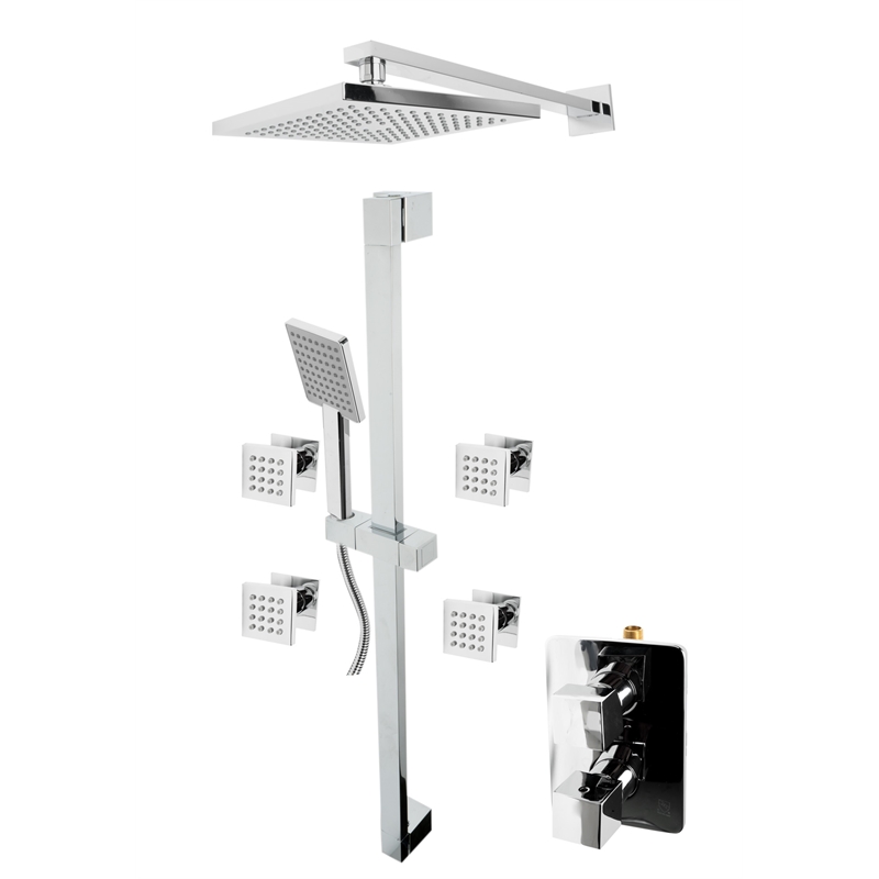 ALFI brand AB2287-PC Chrome 3 Way Thermostatic Shower Set with Body Sprays