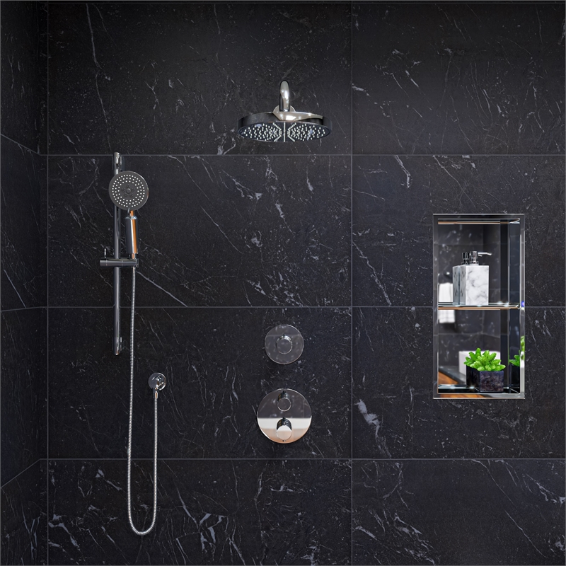 ALFI brand AB2545-PC Polished Chrome Round Style 2 Way Thermostatic Shower Set