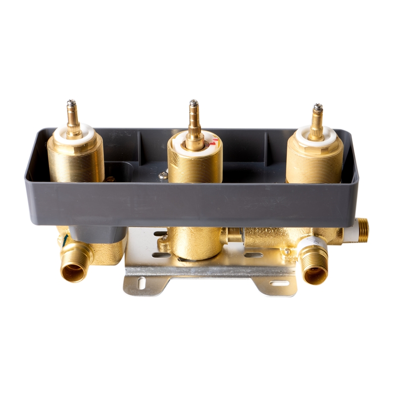 ALFI brand AB2801-BM Black 3-Way Thermostatic Valve Shower Mixer Square Knobs