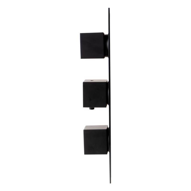 ALFI brand AB2801-BM Black 3-Way Thermostatic Valve Shower Mixer Square Knobs
