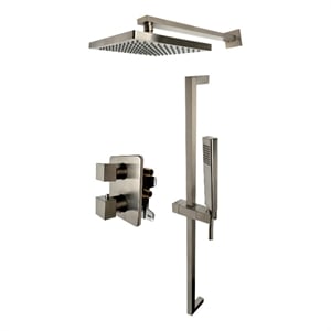 ALFI brand AB2830-BN Brushed Nickel 2 Way Thermostatic Square Shower Set