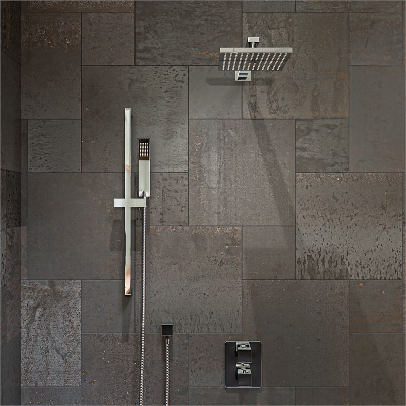 ALFI brand AB2830-PC Polished Chrome 2 Way Thermostatic Square Shower Set