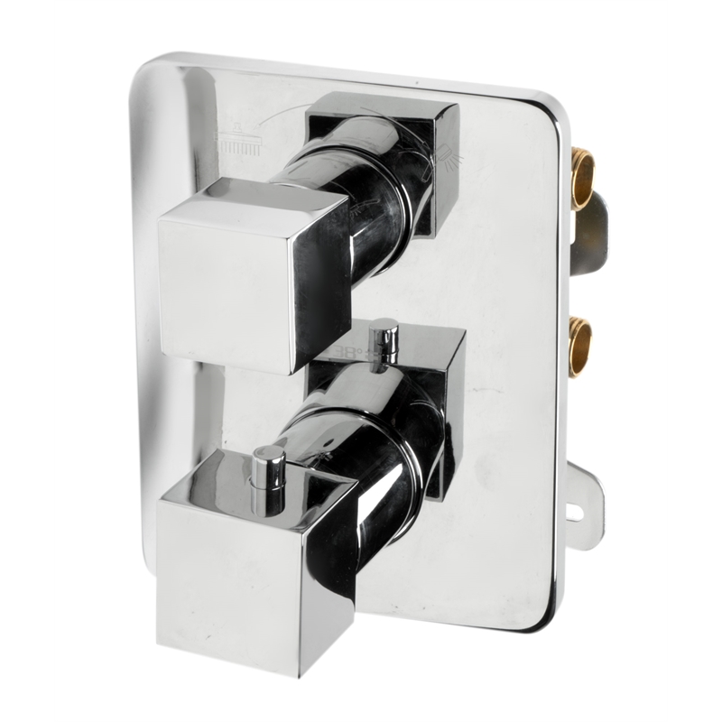 ALFI brand AB2830-PC Polished Chrome 2 Way Thermostatic Square Shower Set