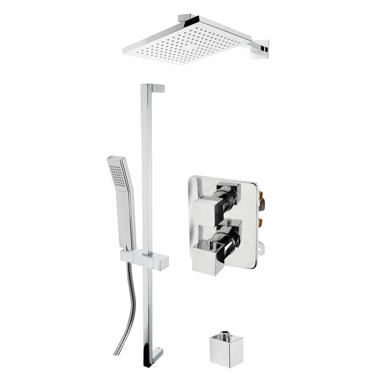 ALFI brand AB2830-PC Polished Chrome 2 Way Thermostatic Square Shower Set