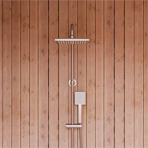 ALFI brand AB2862-BN Brushed Nickel Square Style Thermostatic Exposed Shower Set